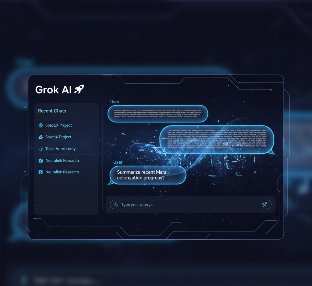 Grok AI chatbot interface by Elon Musk xAI