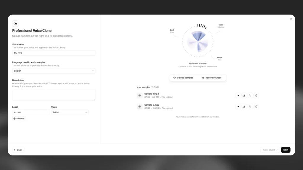 ElevenLabs Voice Cloning Dashboard